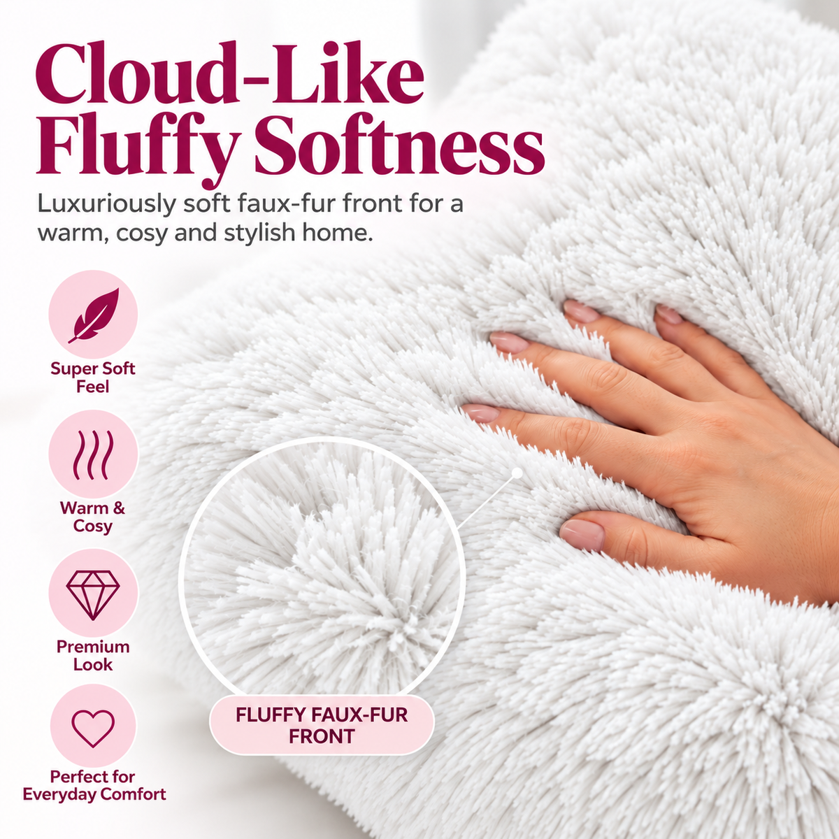 Teddy Hug Fleece Cushion Cover – Soft Fluffy Snug Cuddle Cushion Cover | Night Zone