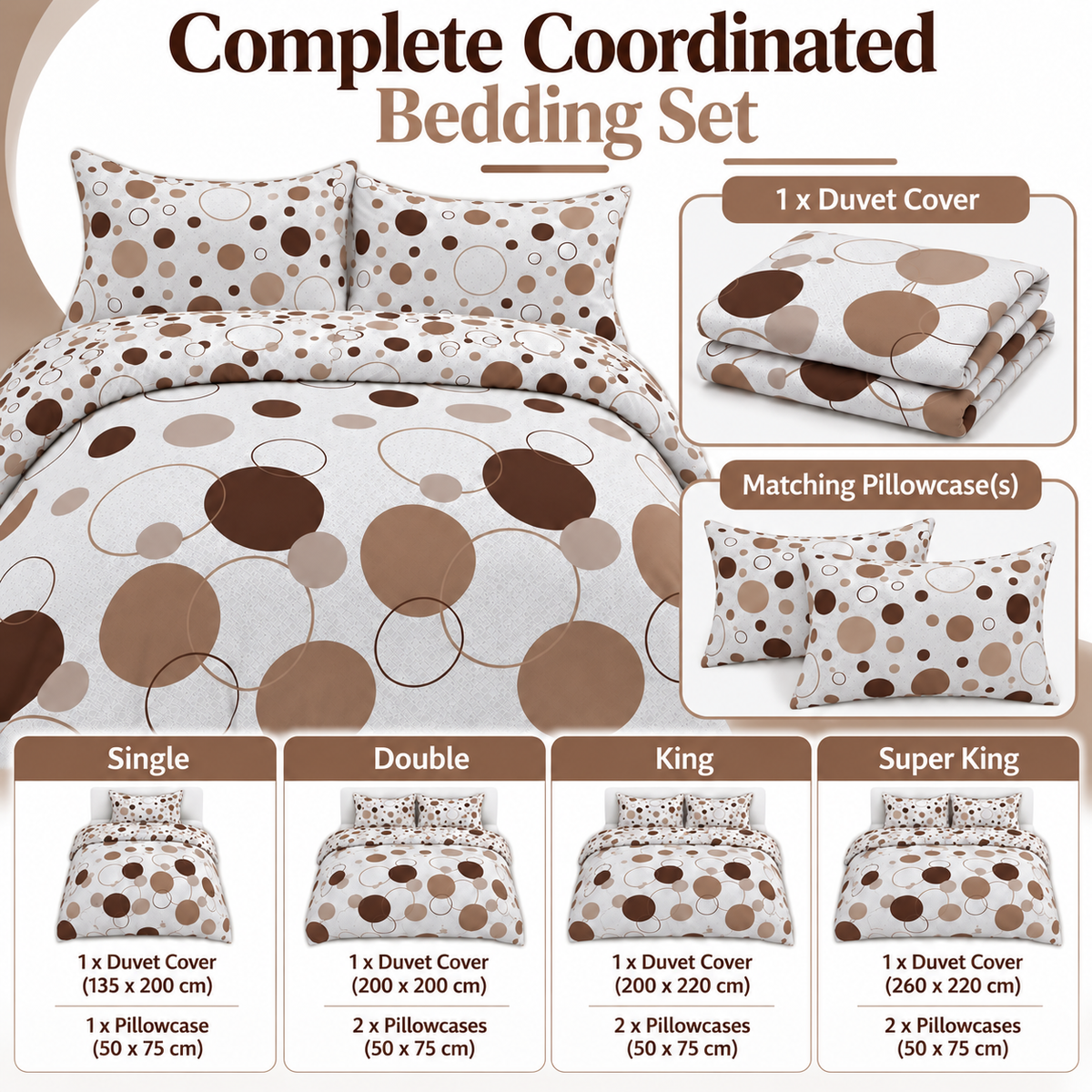 Noah Printed Polycotton Duvet Cover Set – Soft Easy Care Bedding | Night Zone