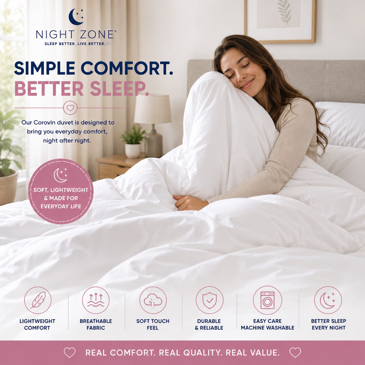 Hypoallergenic Duvet – Lightweight Warm Polyester Bedding | Night Zone