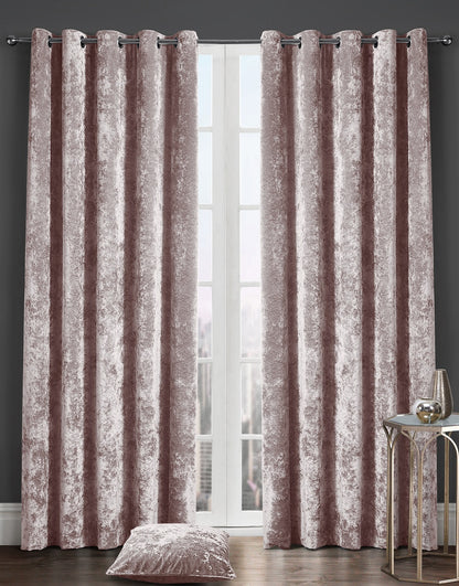 Crushed Velvet Eyelet Lined Curtains – Luxury Ready Made Window Curtains | Night Zone