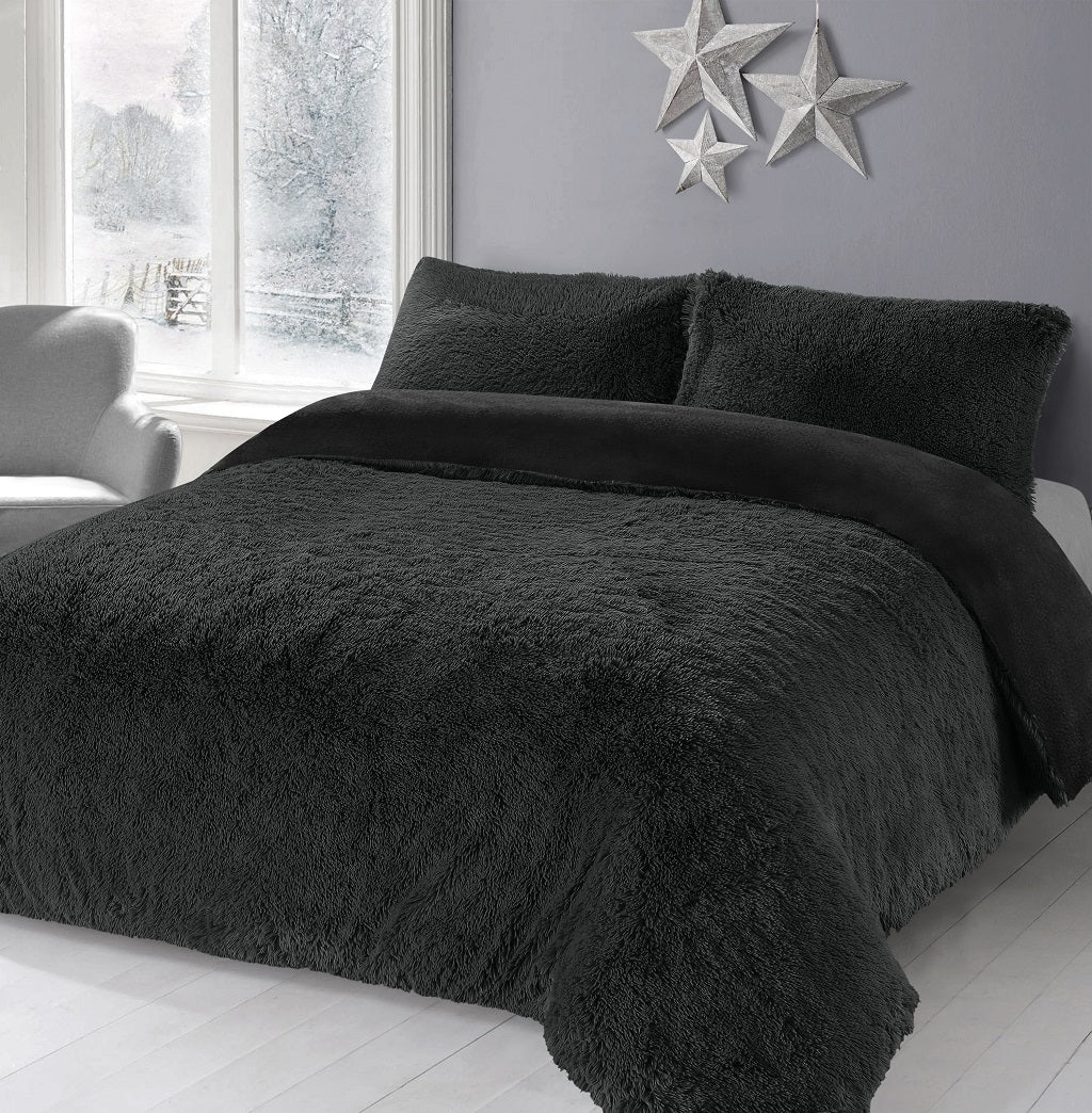 Teddy Bear Fleece Long Fur Duvet Cover Set – Alaska Cuddles Bedding | Night Zone