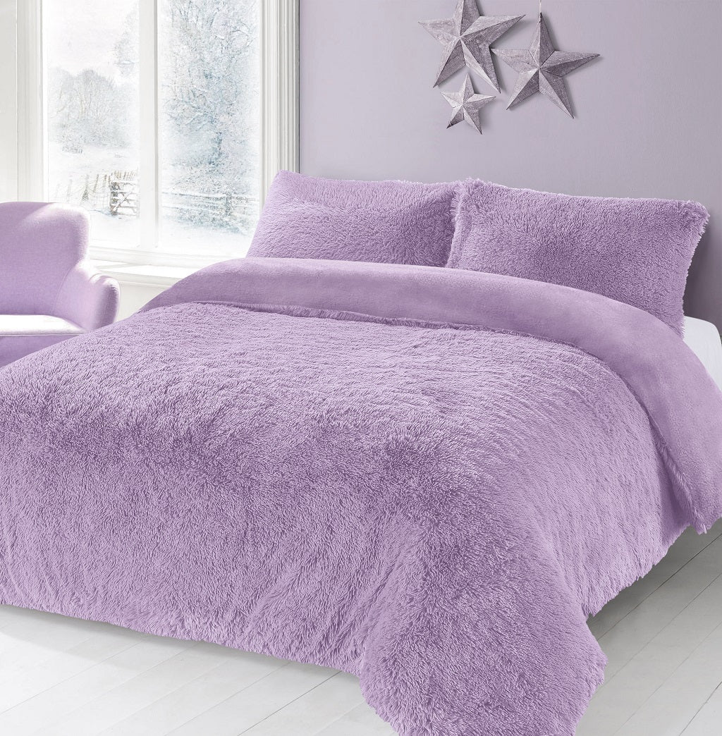 Teddy Bear Fleece Long Fur Duvet Cover Set – Alaska Cuddles Bedding | Night Zone