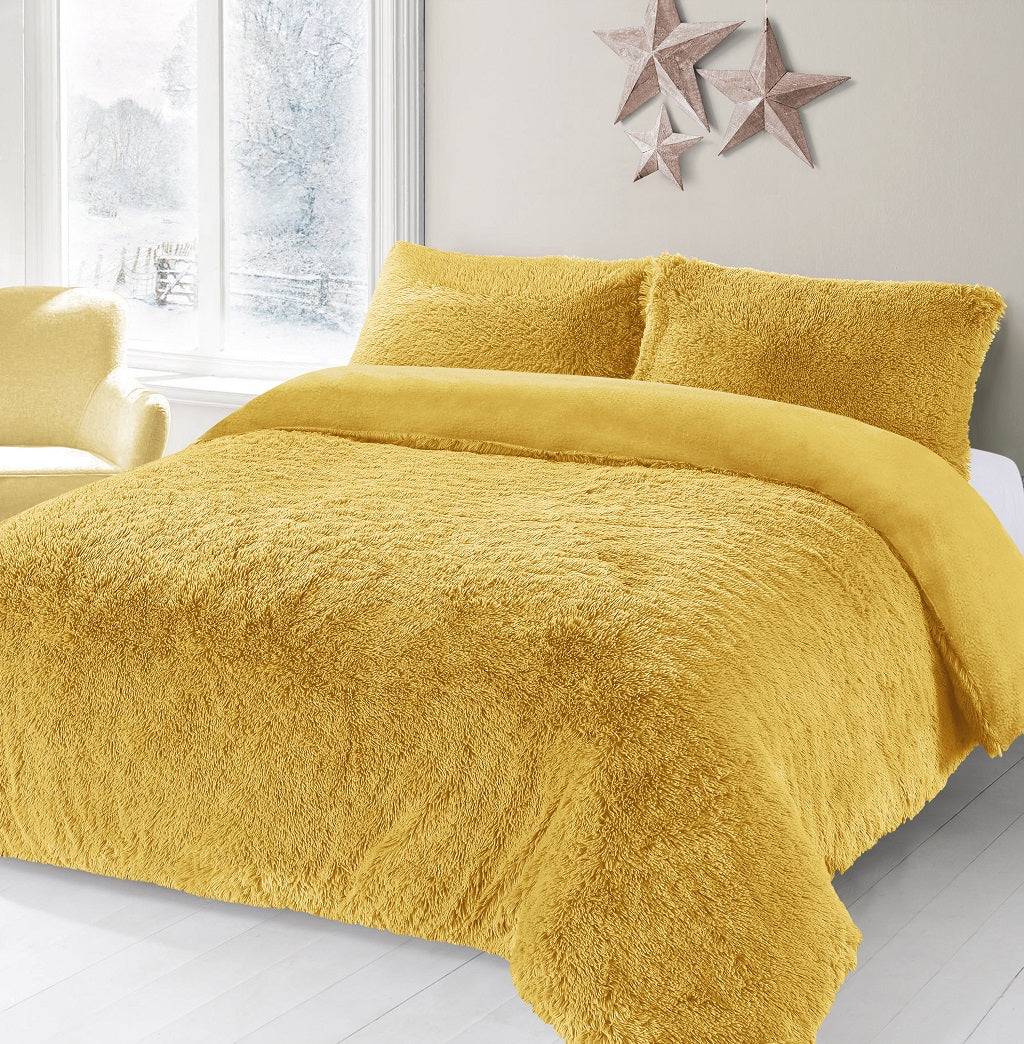 Teddy Bear Fleece Long Fur Duvet Cover Set – Alaska Cuddles Bedding | Night Zone