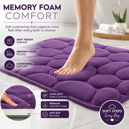 Pebble Stone Bath Mat Set – Soft Absorbent Non Slip Bathroom Rug Set | Night Zone