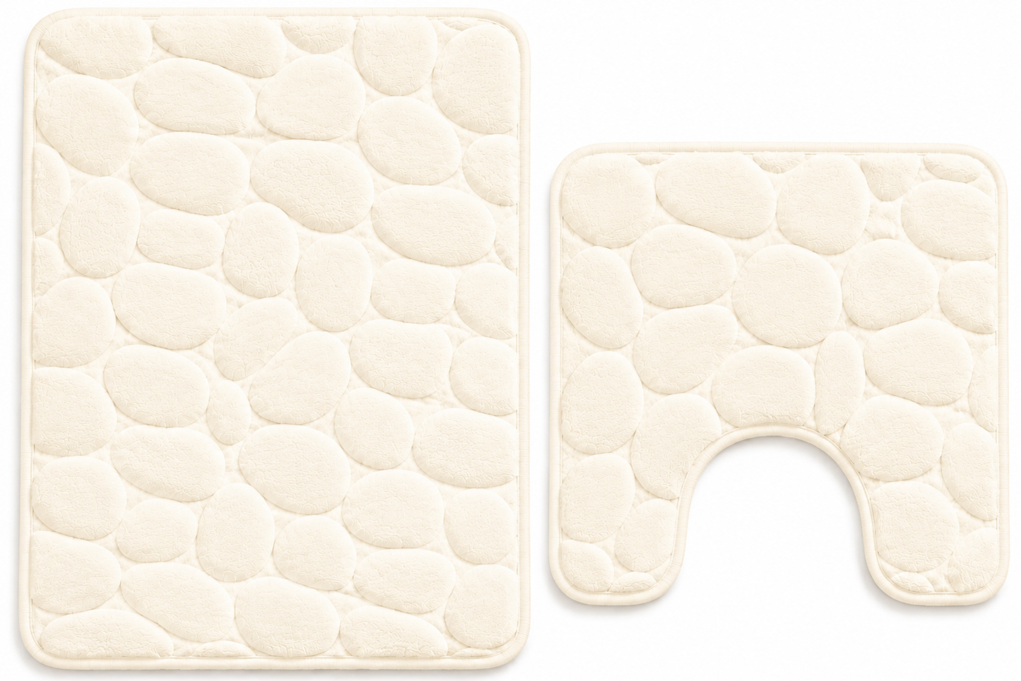 Pebble Stone Bath Mat Set – Soft Absorbent Non Slip Bathroom Rug Set | Night Zone