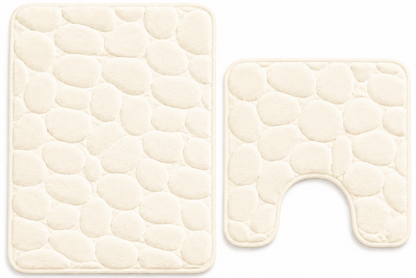 Pebble Stone Bath Mat Set – Soft Absorbent Non Slip Bathroom Rug Set | Night Zone