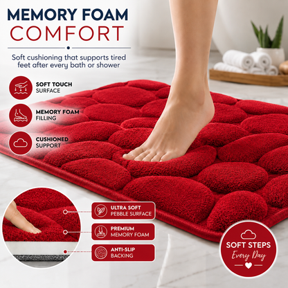 Pebble Stone Bath Mat Set – Soft Absorbent Non Slip Bathroom Rug Set | Night Zone