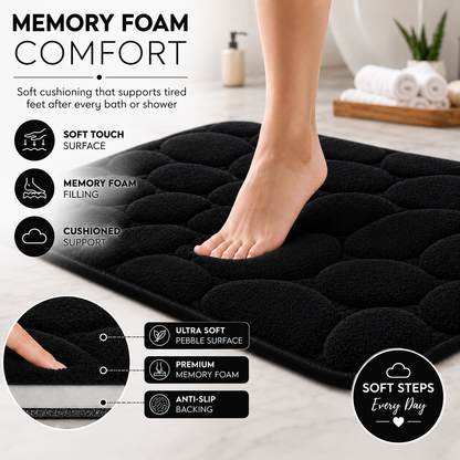 Pebble Stone Bath Mat Set – Soft Absorbent Non Slip Bathroom Rug Set | Night Zone