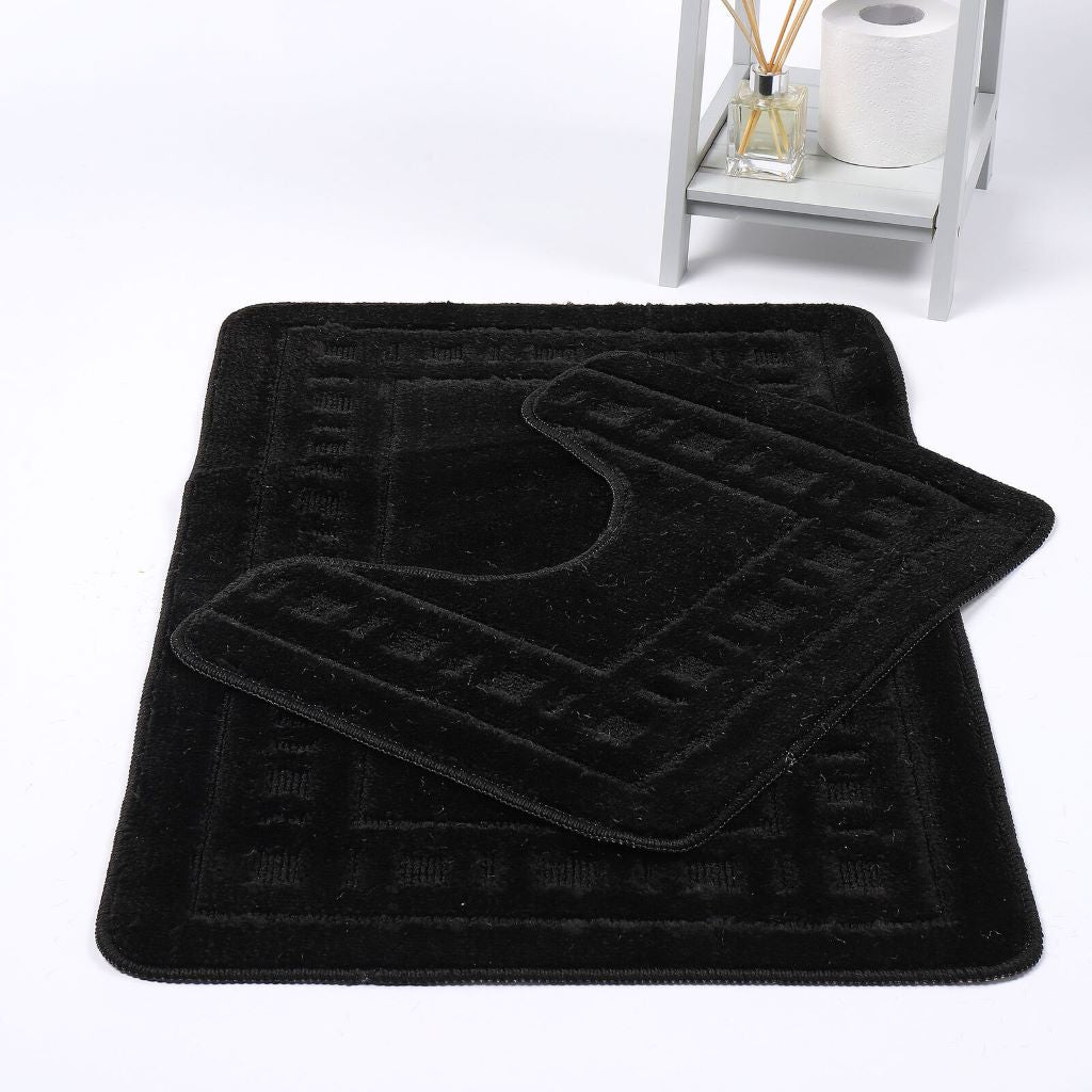 Diem 2 Piece Bath Mat & Pedestal Set – Soft Absorbent Bathroom Rugs | Night Zone