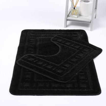 Diem 2 Piece Bath Mat & Pedestal Set – Soft Absorbent Bathroom Rugs | Night Zone