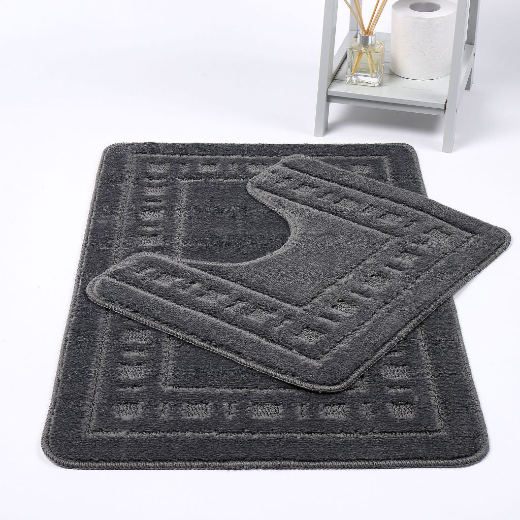 Diem 2 Piece Bath Mat & Pedestal Set – Soft Absorbent Bathroom Rugs | Night Zone