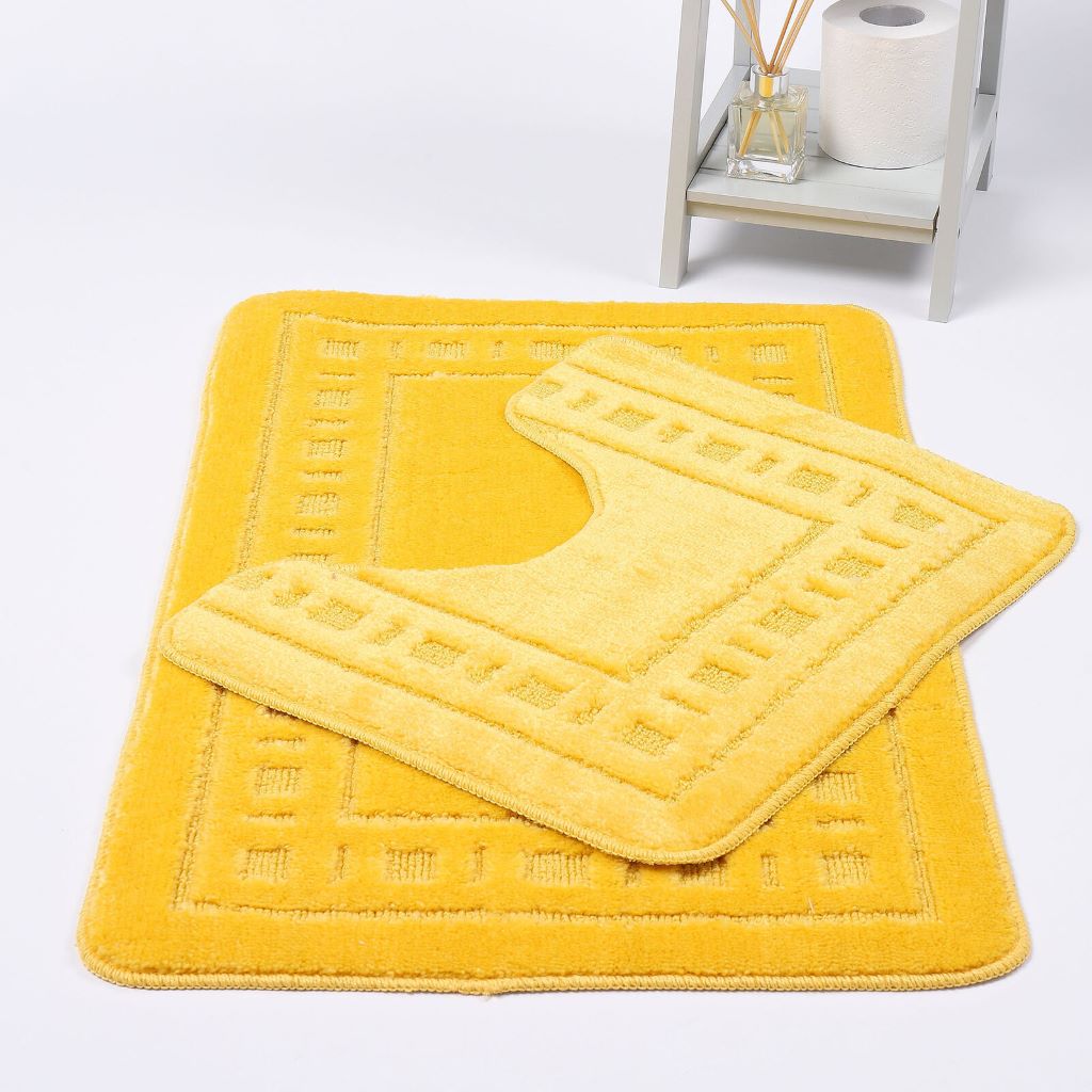 Diem 2 Piece Bath Mat & Pedestal Set – Soft Absorbent Bathroom Rugs | Night Zone