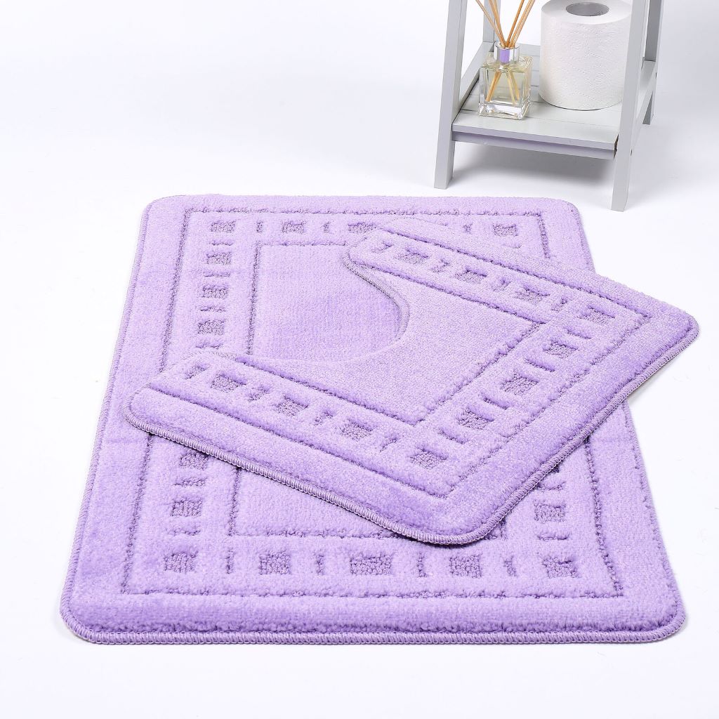 Diem 2 Piece Bath Mat & Pedestal Set – Soft Absorbent Bathroom Rugs | Night Zone