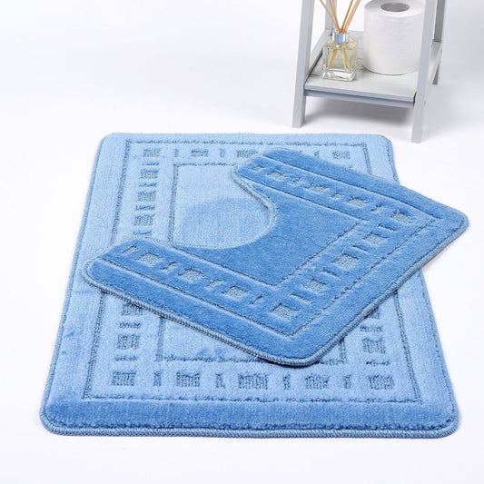 Diem 2 Piece Bath Mat & Pedestal Set – Soft Absorbent Bathroom Rugs | Night Zone