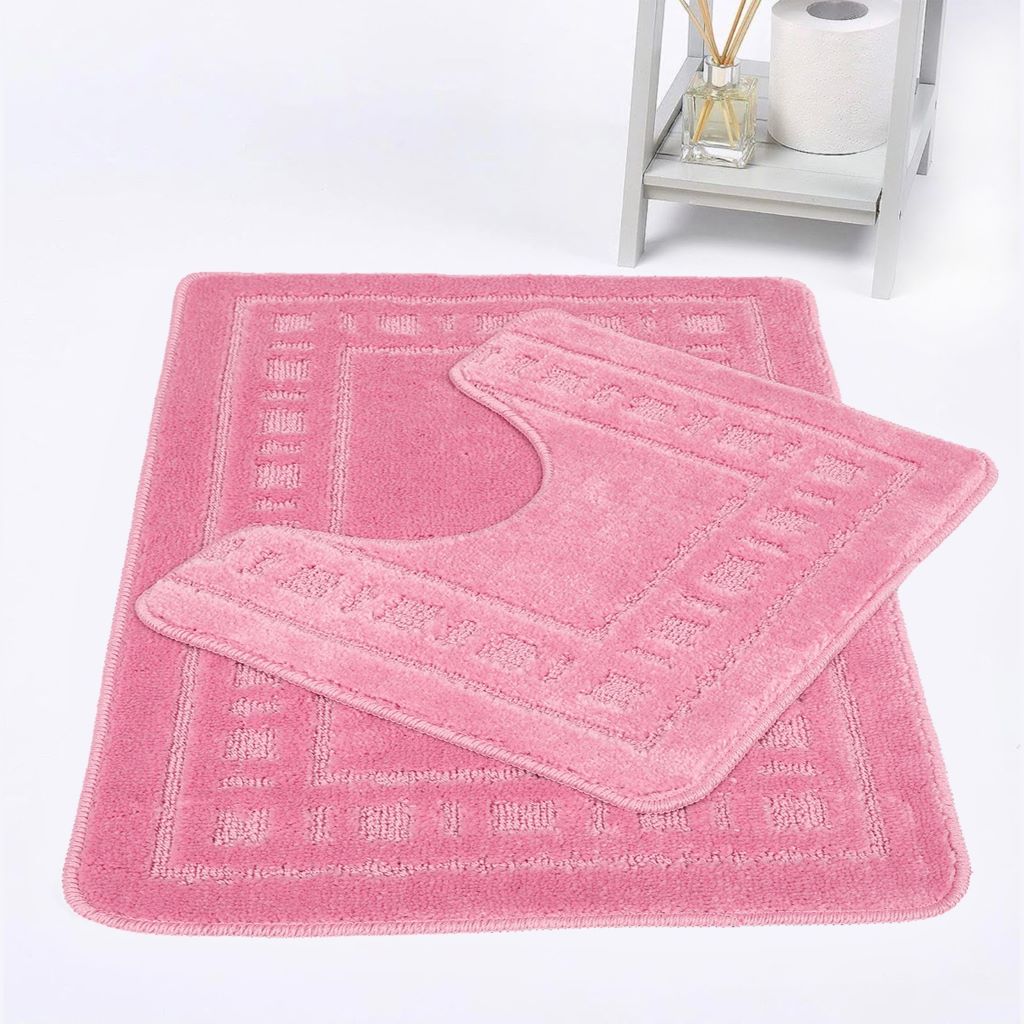 Diem 2 Piece Bath Mat & Pedestal Set – Soft Absorbent Bathroom Rugs | Night Zone