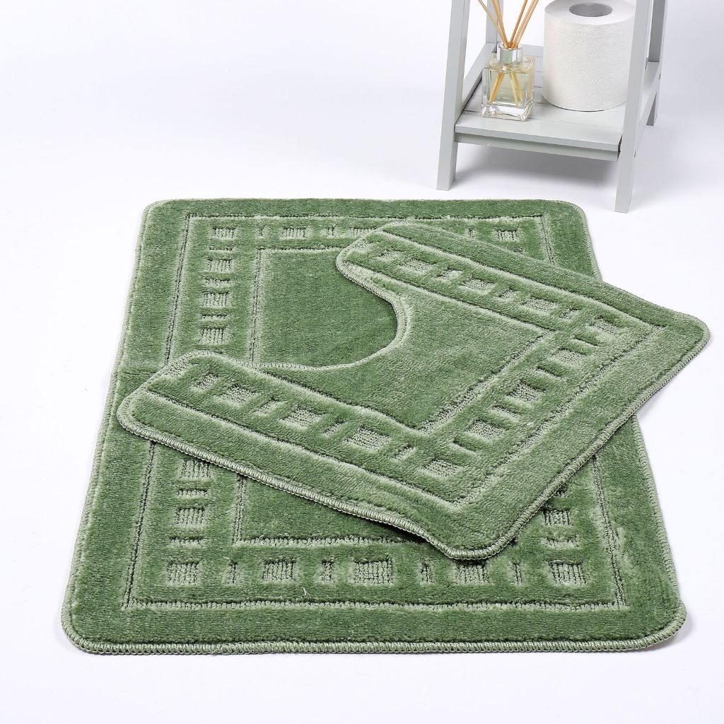 Diem 2 Piece Bath Mat & Pedestal Set – Soft Absorbent Bathroom Rugs | Night Zone