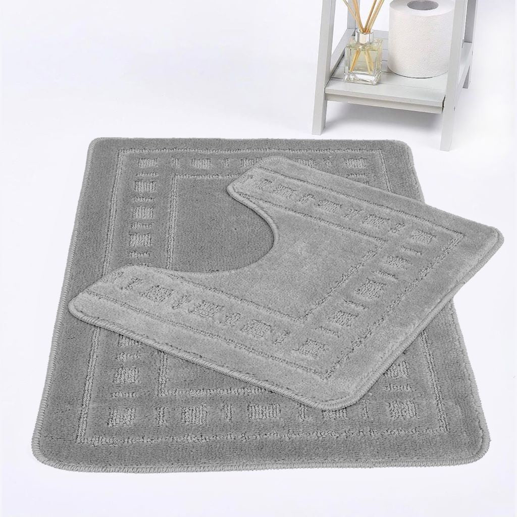 Diem 2 Piece Bath Mat & Pedestal Set – Soft Absorbent Bathroom Rugs | Night Zone