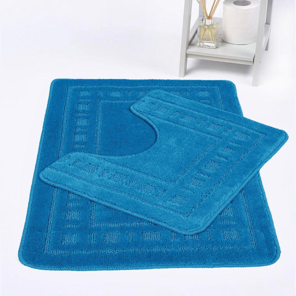 Diem 2 Piece Bath Mat & Pedestal Set – Soft Absorbent Bathroom Rugs | Night Zone