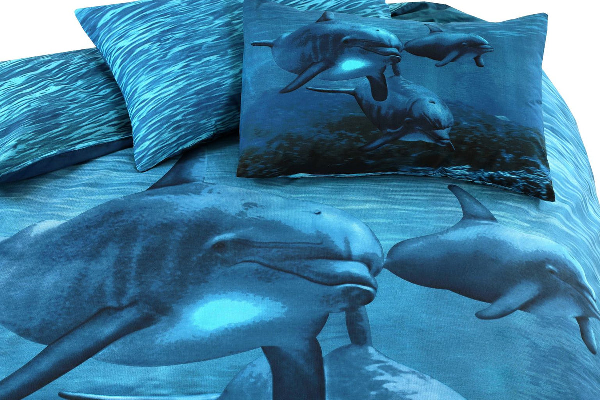 3D Dolphin Printed Poly-cotton Duvet Cover Set | Night Zone