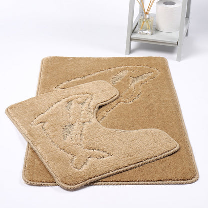 Dolphin 2 Piece Bath Mat & Pedestal Set – Non Slip Bathroom Rug Set | Night Zone