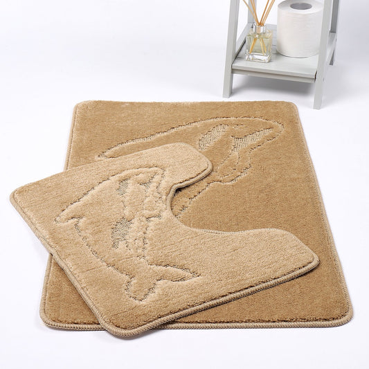 Dolphin 2 Piece Bath Mat & Pedestal Set – Non Slip Bathroom Rug Set | Night Zone