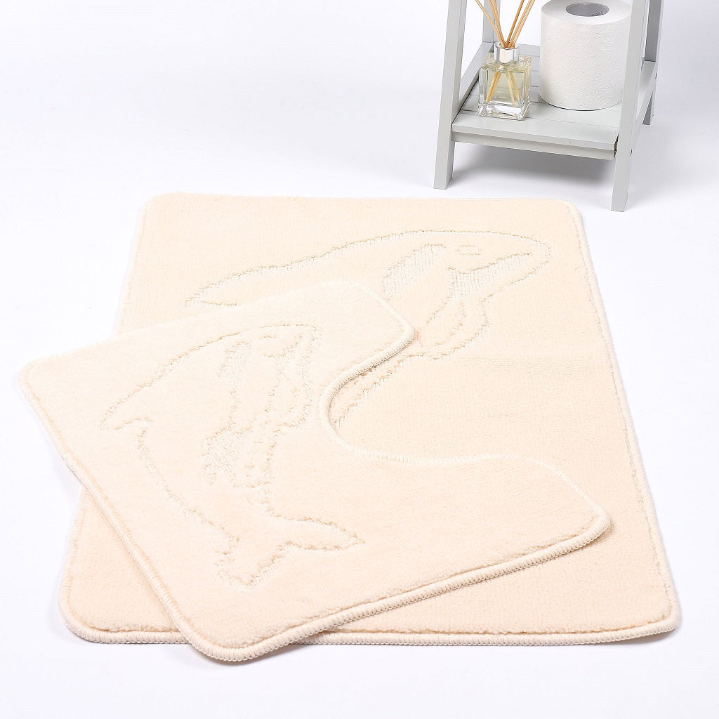 Dolphin 2 Piece Bath Mat & Pedestal Set – Non Slip Bathroom Rug Set | Night Zone
