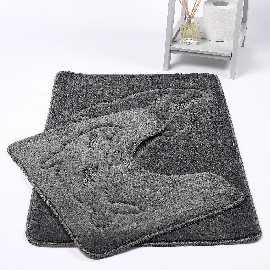 Dolphin 2 Piece Bath Mat & Pedestal Set – Non Slip Bathroom Rug Set | Night Zone