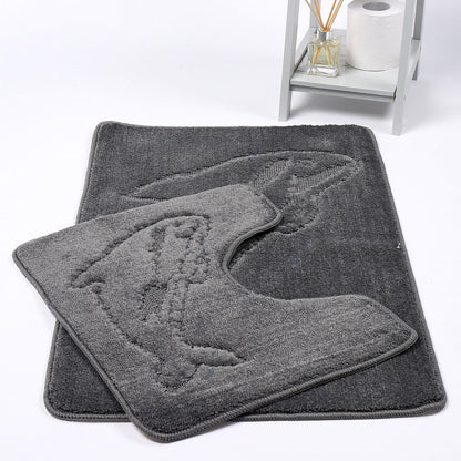Dolphin 2 Piece Bath Mat & Pedestal Set – Non Slip Bathroom Rug Set | Night Zone