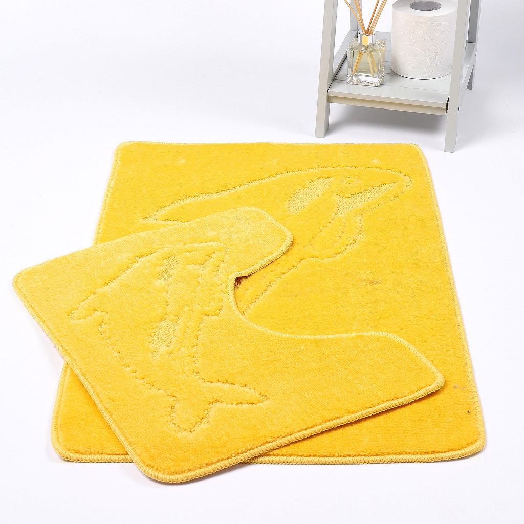 Dolphin 2 Piece Bath Mat & Pedestal Set – Non Slip Bathroom Rug Set | Night Zone