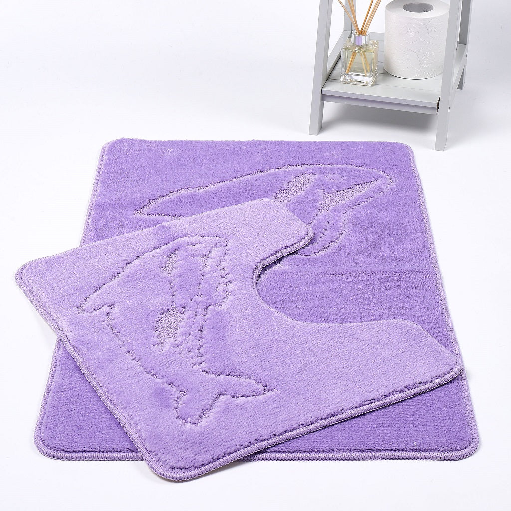Dolphin 2 Piece Bath Mat & Pedestal Set – Non Slip Bathroom Rug Set | Night Zone