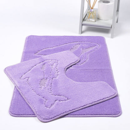 Dolphin 2 Piece Bath Mat & Pedestal Set – Non Slip Bathroom Rug Set | Night Zone