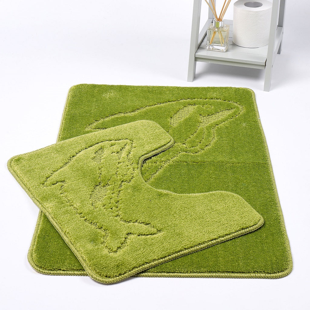 Dolphin 2 Piece Bath Mat & Pedestal Set – Non Slip Bathroom Rug Set | Night Zone