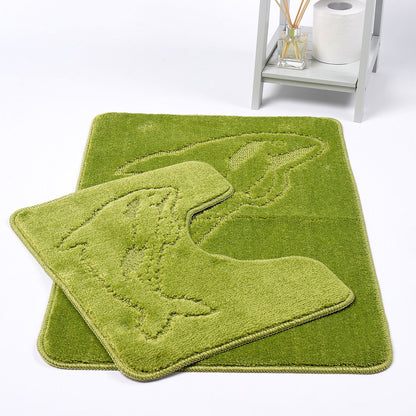 Dolphin 2 Piece Bath Mat & Pedestal Set – Non Slip Bathroom Rug Set | Night Zone