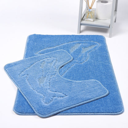 Dolphin 2 Piece Bath Mat & Pedestal Set – Non Slip Bathroom Rug Set | Night Zone