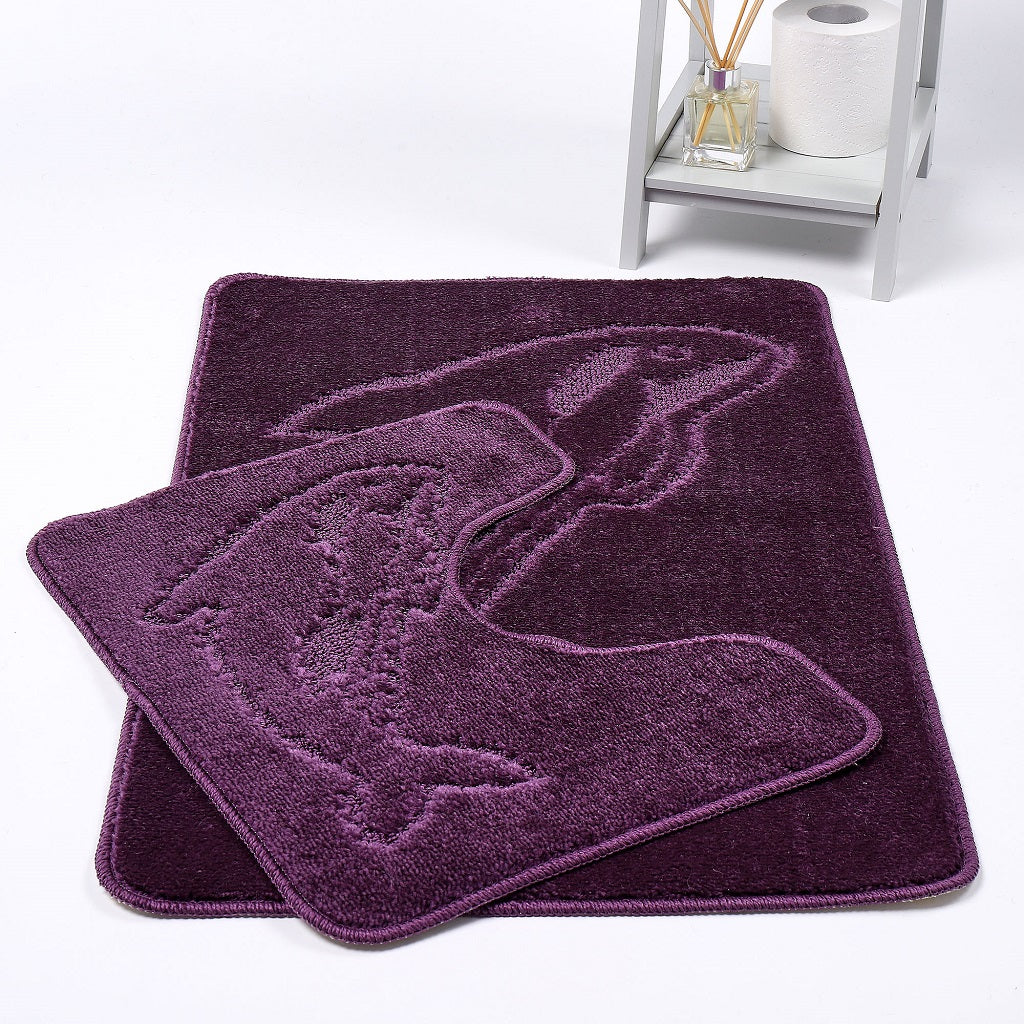 Dolphin 2 Piece Bath Mat & Pedestal Set – Non Slip Bathroom Rug Set | Night Zone