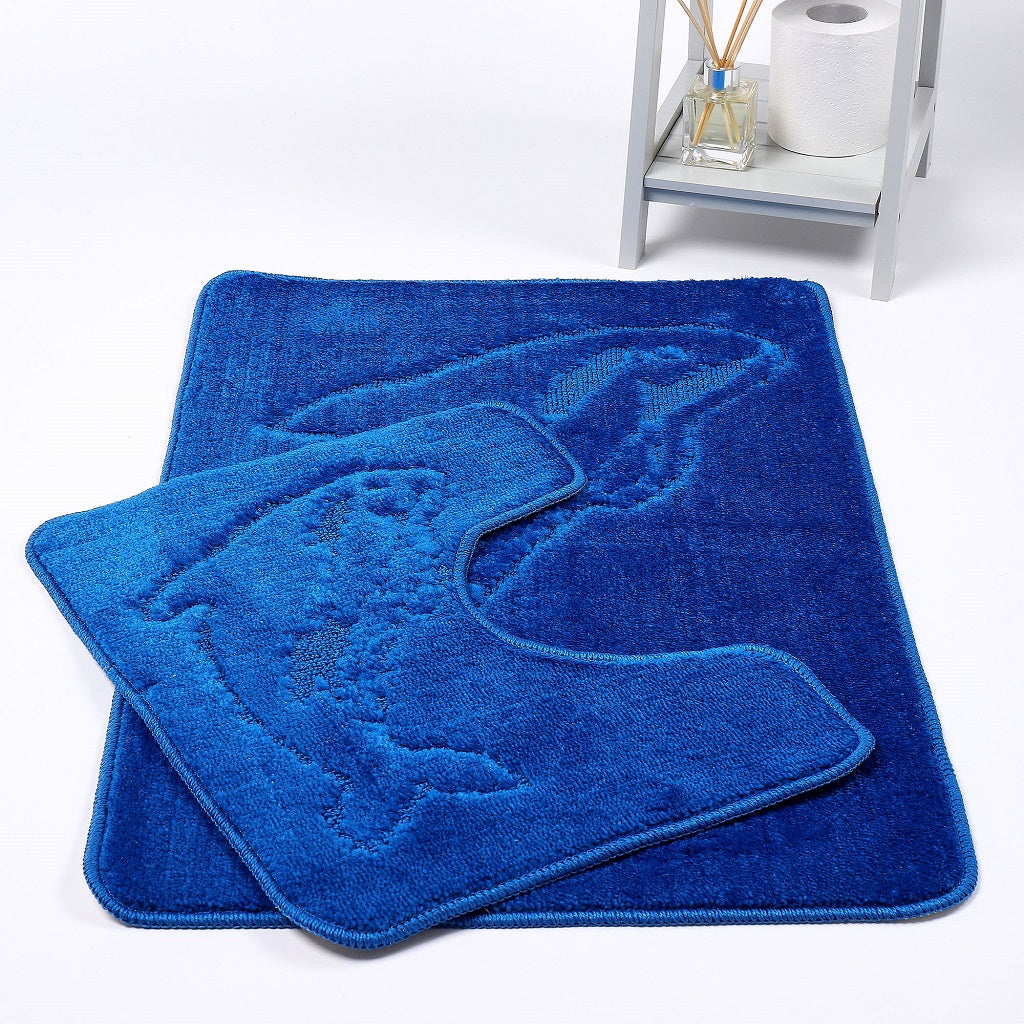Dolphin 2 Piece Bath Mat & Pedestal Set – Non Slip Bathroom Rug Set | Night Zone