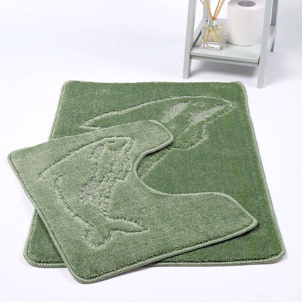 Dolphin 2 Piece Bath Mat & Pedestal Set – Non Slip Bathroom Rug Set | Night Zone