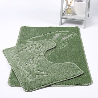 Dolphin 2 Piece Bath Mat & Pedestal Set – Non Slip Bathroom Rug Set | Night Zone