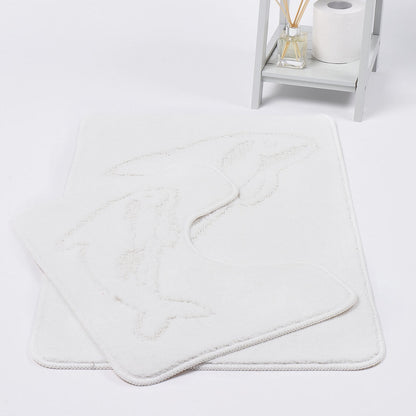 Dolphin 2 Piece Bath Mat & Pedestal Set – Non Slip Bathroom Rug Set | Night Zone
