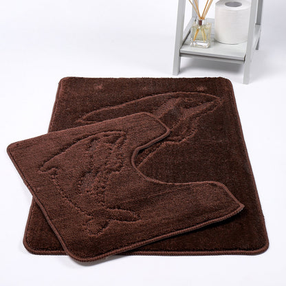 Dolphin 2 Piece Bath Mat & Pedestal Set – Non Slip Bathroom Rug Set | Night Zone