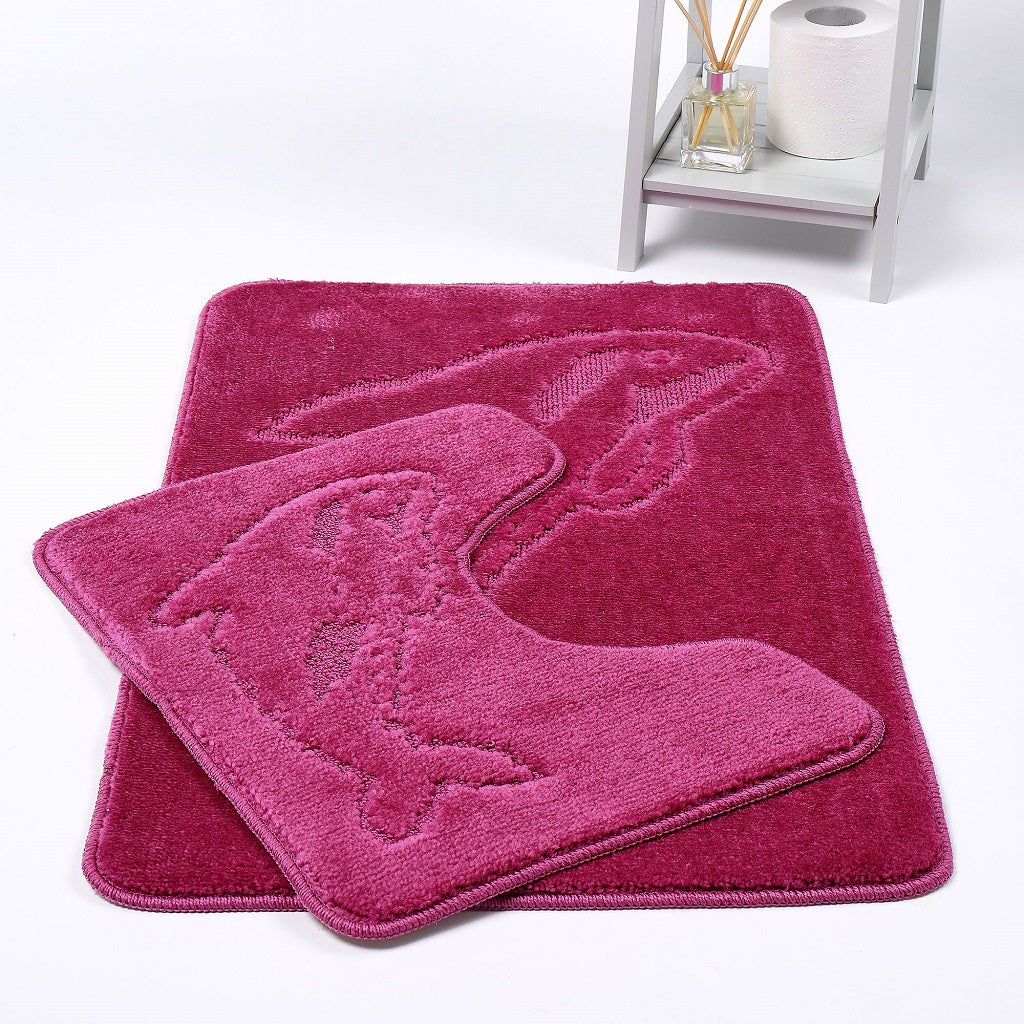 Dolphin 2 Piece Bath Mat & Pedestal Set – Non Slip Bathroom Rug Set | Night Zone