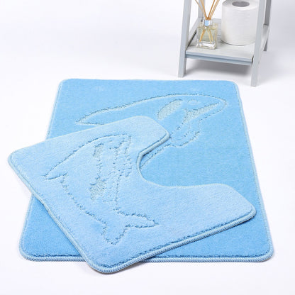 Dolphin 2 Piece Bath Mat & Pedestal Set – Non Slip Bathroom Rug Set | Night Zone