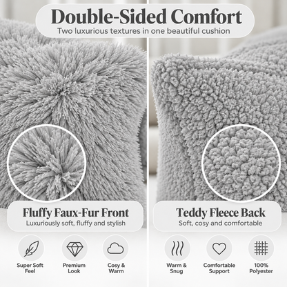 Teddy Hug Fleece Cushion Cover – Soft Fluffy Snug Cuddle Cushion Cover | Night Zone