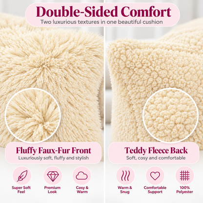 Teddy Hug Fleece Cushion Cover – Soft Fluffy Snug Cuddle Cushion Cover | Night Zone