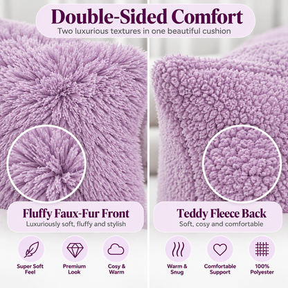 Teddy Hug Fleece Cushion Cover – Soft Fluffy Snug Cuddle Cushion Cover | Night Zone