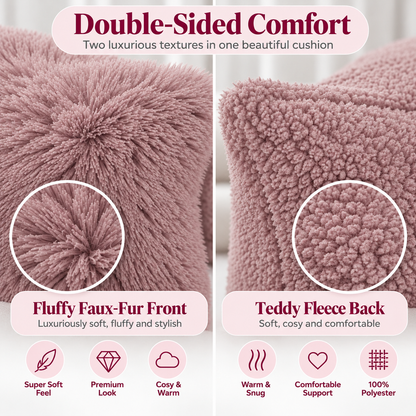 Teddy Hug Fleece Cushion Cover – Soft Fluffy Snug Cuddle Cushion Cover | Night Zone