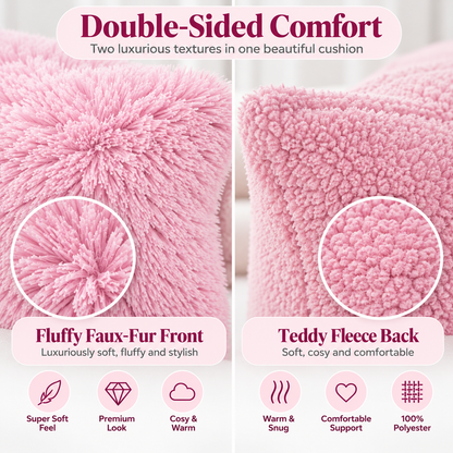 Teddy Hug Fleece Cushion Cover – Soft Fluffy Snug Cuddle Cushion Cover | Night Zone