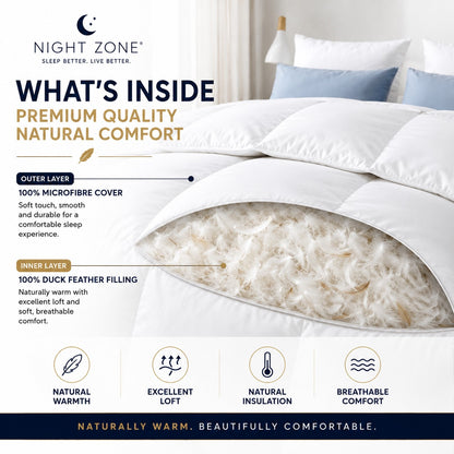 Duck Feather & Down Duvet – Box Stitched 100% Microfibre Cover Luxury Quilt | Night Zone