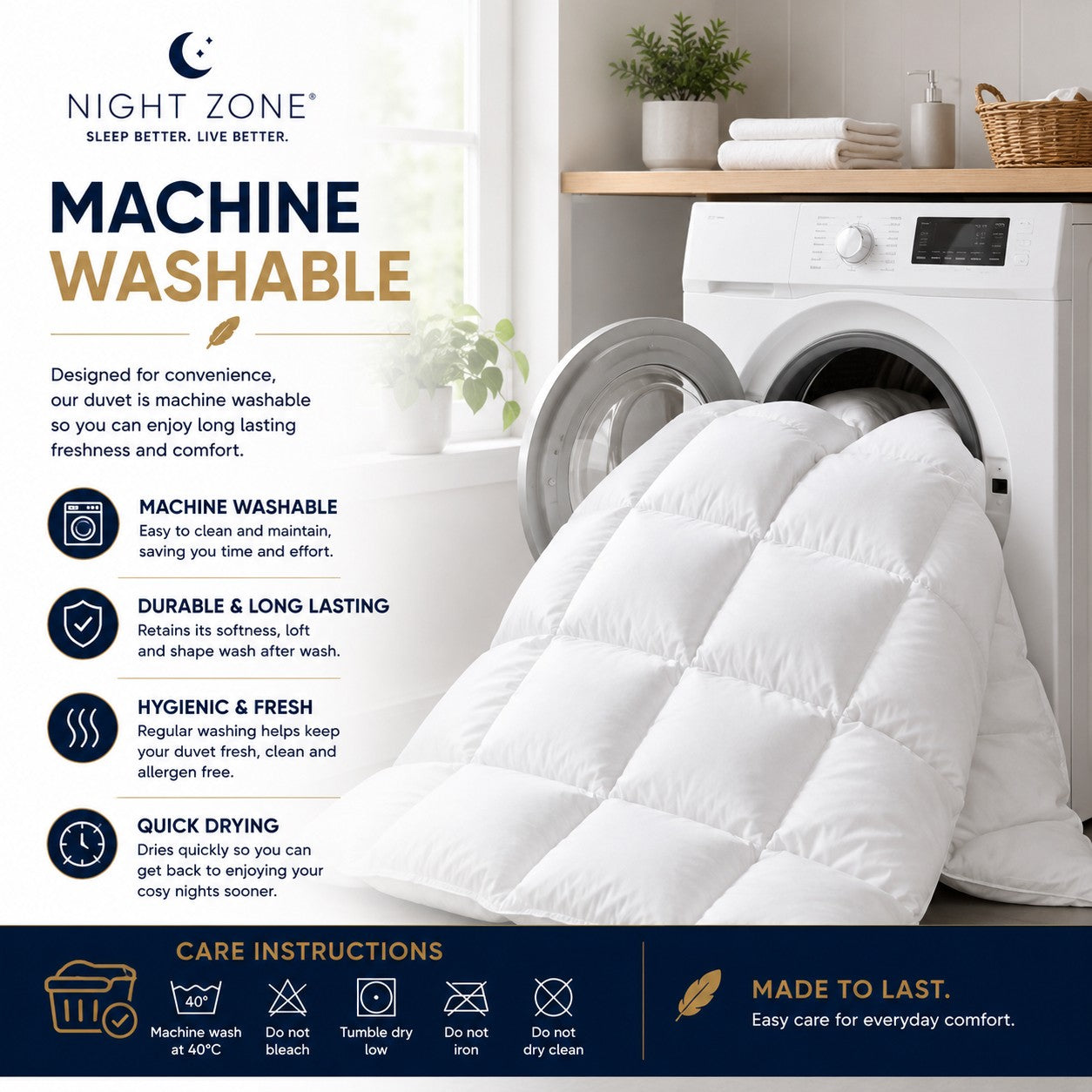 Duck Feather & Down Duvet – Box Stitched 100% Microfibre Cover Luxury Quilt | Night Zone