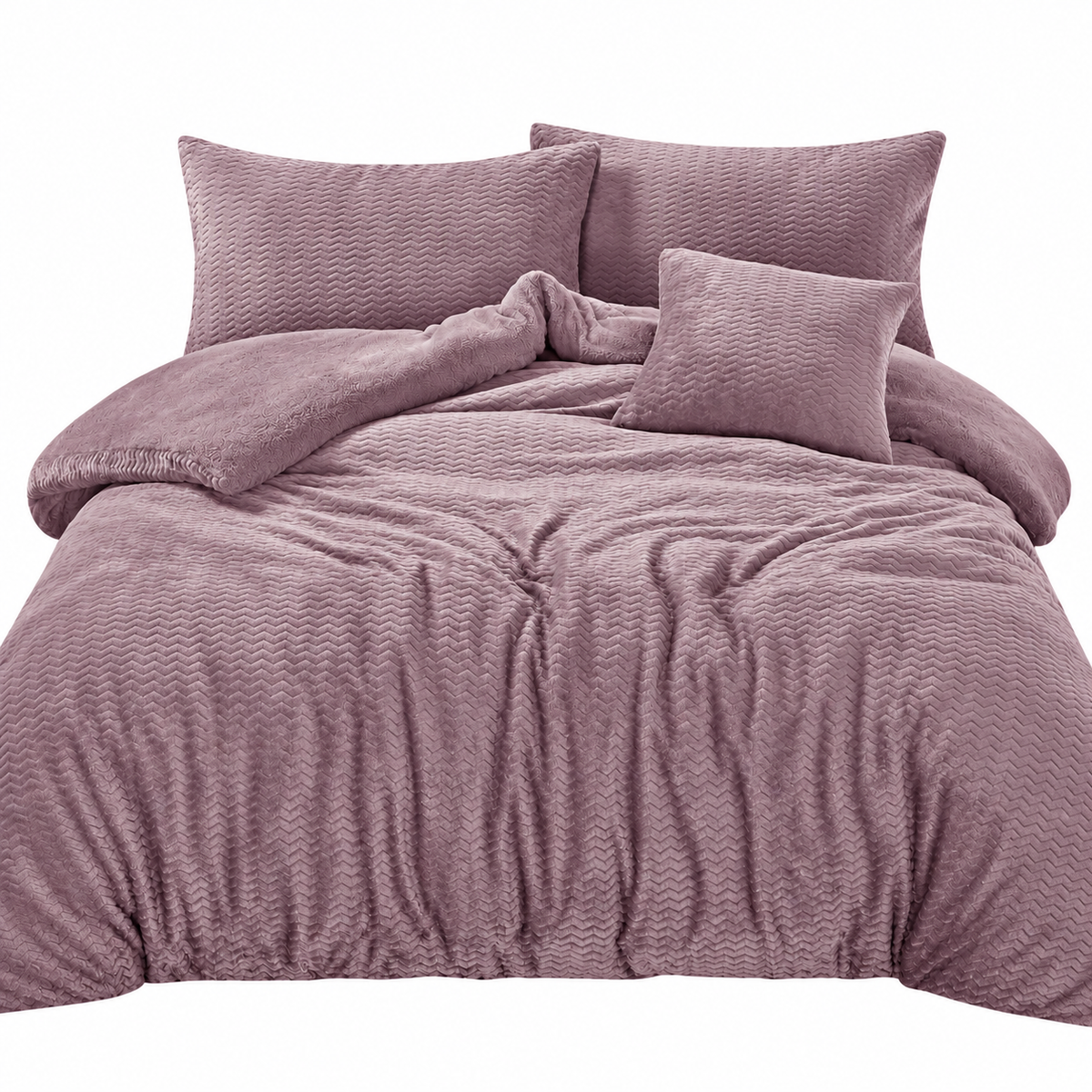 Teddy Fleece Waves Duvet Cover Set with Matching Cushion Covers | Night Zone